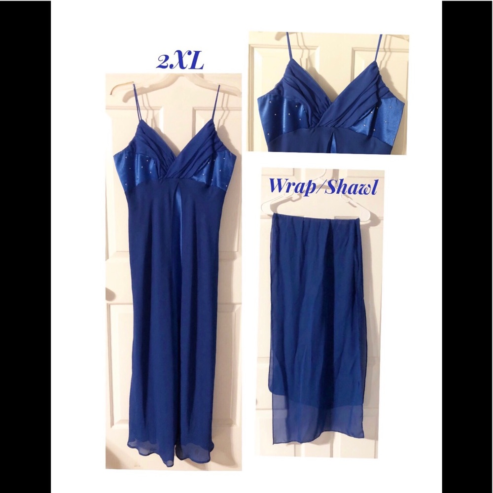 ASPEED Formal Chiffon/Satin Spaghetti Strap
Royal Blue Dress & Wrap/Shawl, 2XL